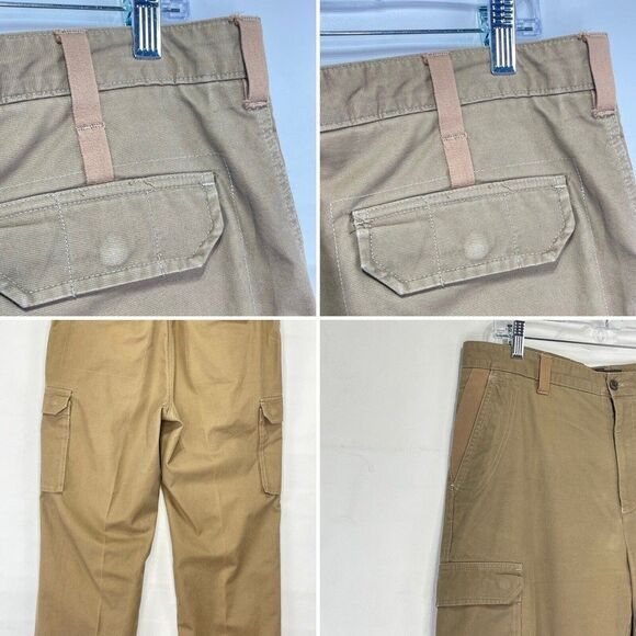 Tasso Elba Mens Pants Cargo 34x30 Cotton Flat Front Tan color - Picture 11 of 16